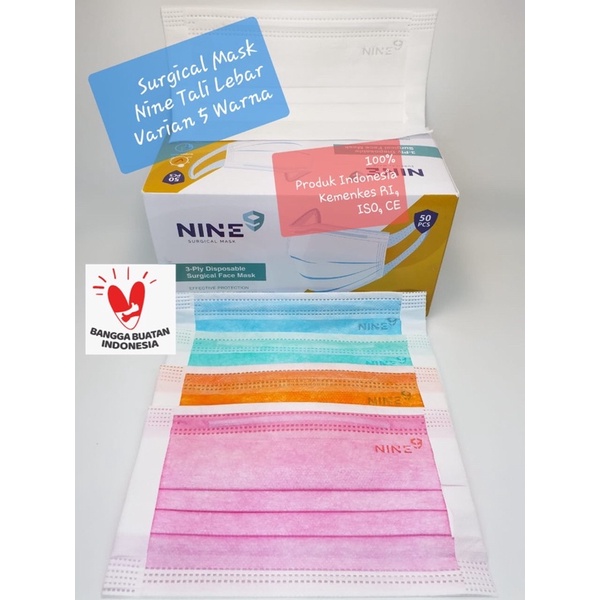 Masker Nine tali lebar 3ply medis Kemenkes
