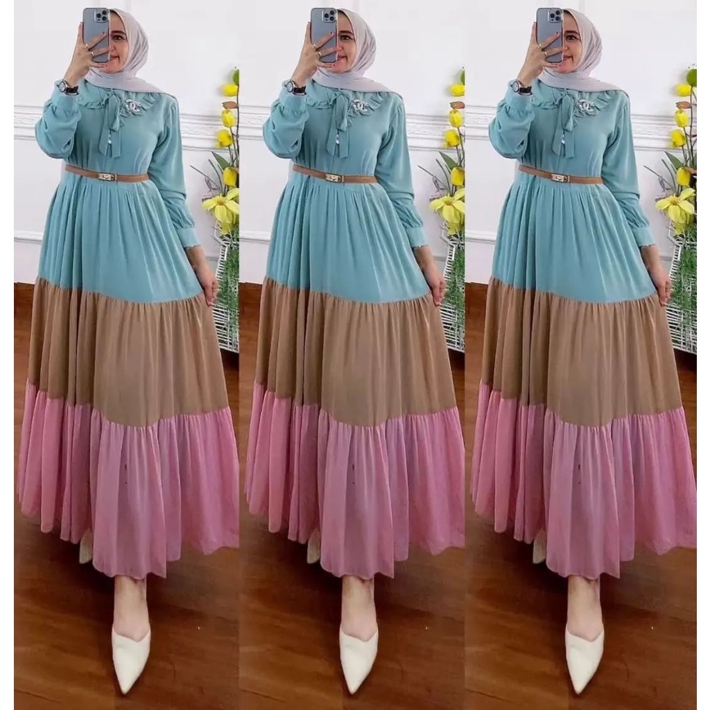 Baju Nazwa Maxi Dress Kondangan Terbaru 2022 Gamis Jumbo Wanita Gamis Pesta Mewah Elegan Gamis Busui