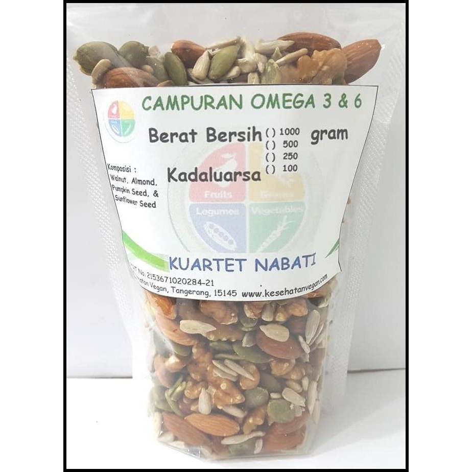 

39Wk Campuran Omega 3 & 6 : Walnut - Almond - Pumpkin - Sunflower 250 Gr 1Dxa