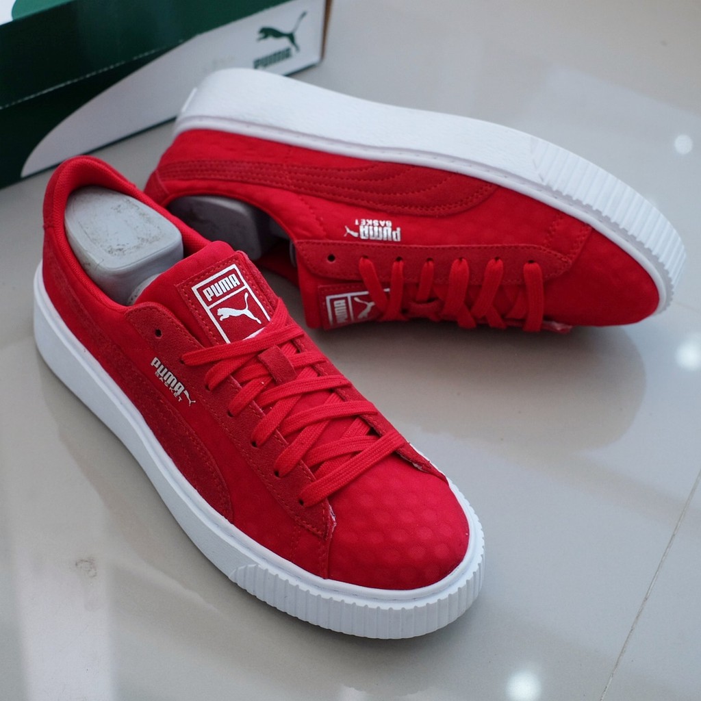 puma suede platform red