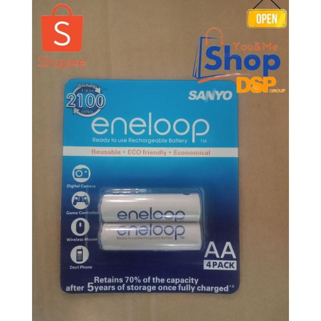 Baterai charger SANYO ENELOOP  AA 2000mah isi 2 - baterai cas AA Sanyo eneloop