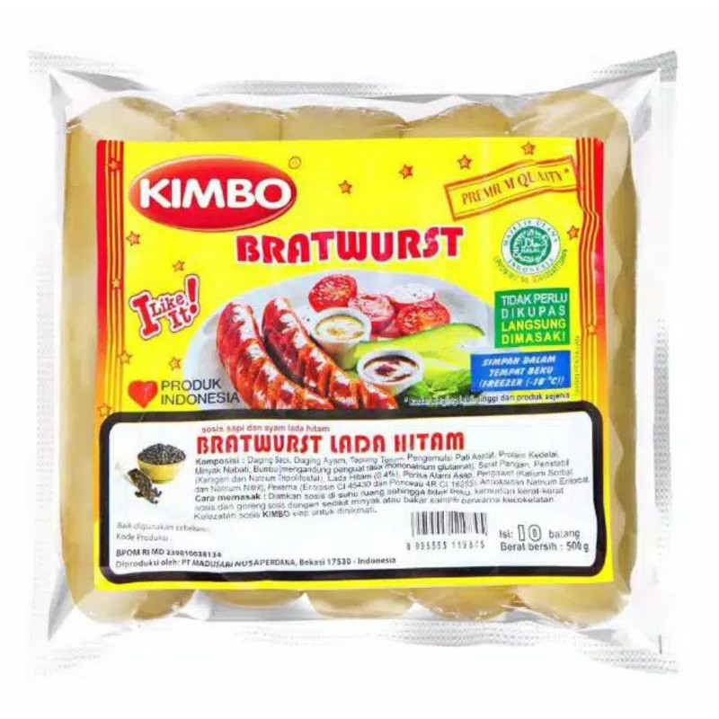 

KIMBO SOSIS SAPI MINI BRATWUERST LADA HITAM 500 GRAM / SOSIS SAPI / FROZEN FOOD