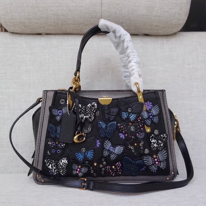 Coach Bag Dreamer Butterfly Applique And Snakeskin Black - Tas Coach ORIGINAL 100% Asli Authentic