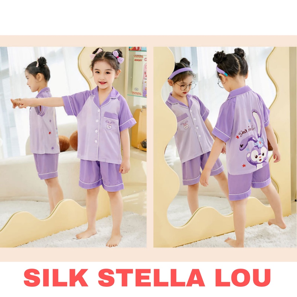 PIYAMA SILK BAJU TIDUR SANTAI ANAK CEWEK COWOK MOTIF FASHION KOREA IMPOR NYAMAN ADEM