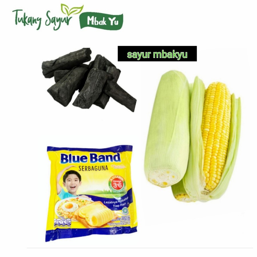 

Paket jagung bakar tahun baru, isi 5pcs jagung madu + blueband+ arang