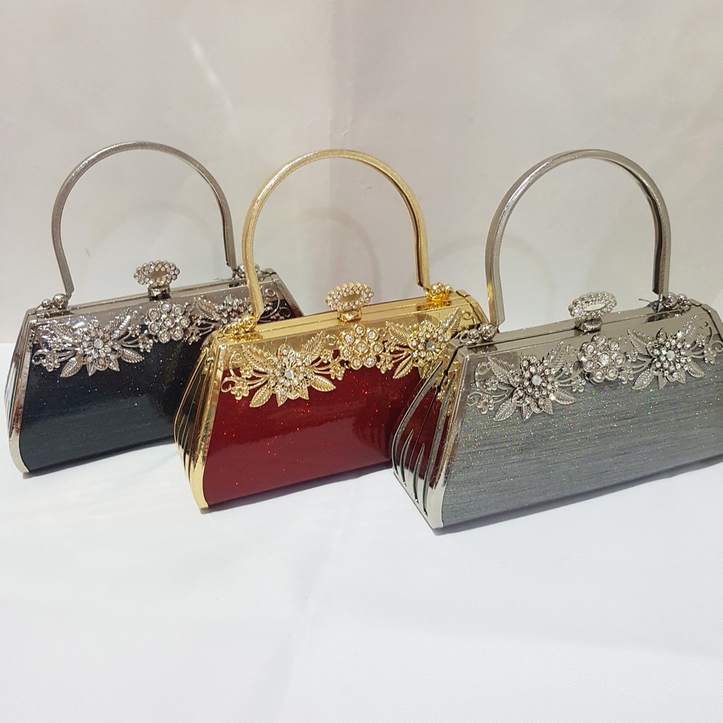 Tas Pesta Farnell Diamond Clutch Bunga Cantik Jinjing Selempang 2878/2877/2874