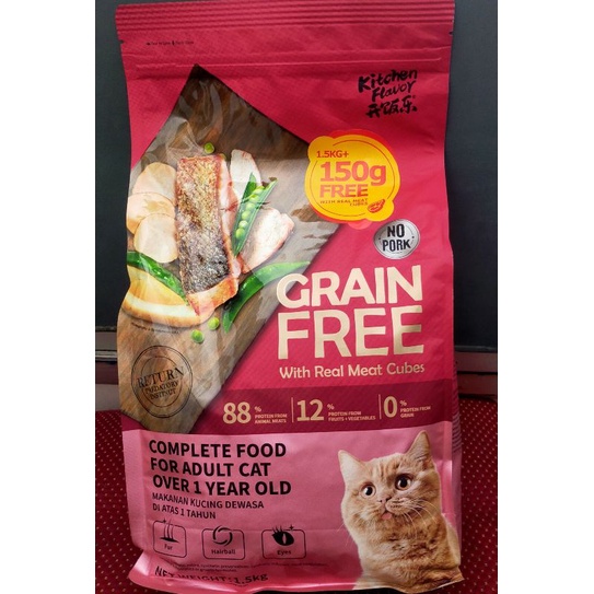 Kitchen Flavor Grain Free Adult 1,5Kg Freshpack - Makanan Kucing Dry Food