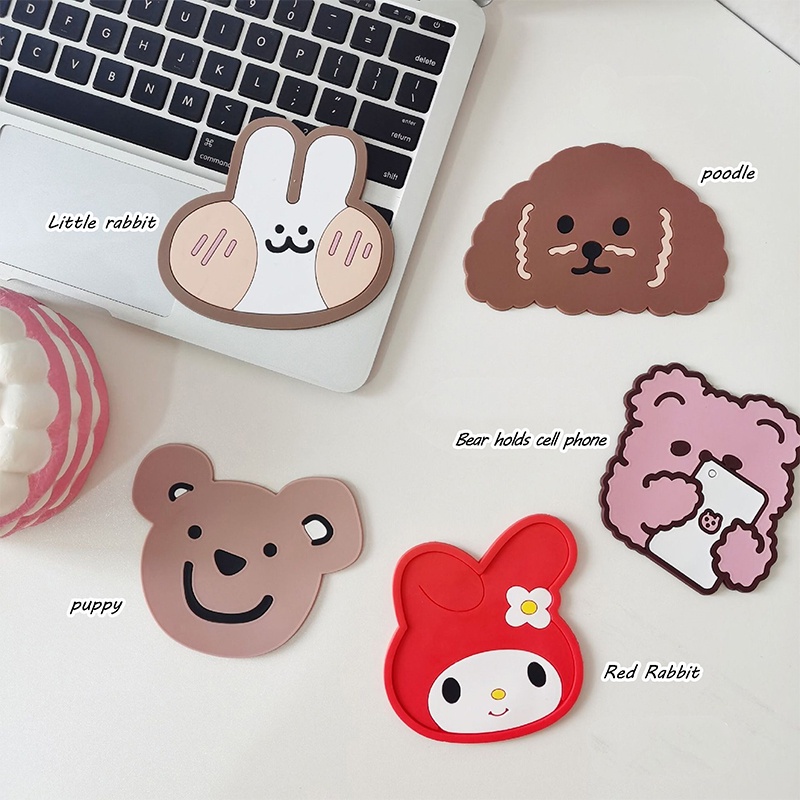 [✅READY STOCK] Cute Cup Coaster Smiley Cloud Avocado Kartun Tatakan Meja Non-slip Alas Silikon Tahan Panas  Penjualan Panas Mode