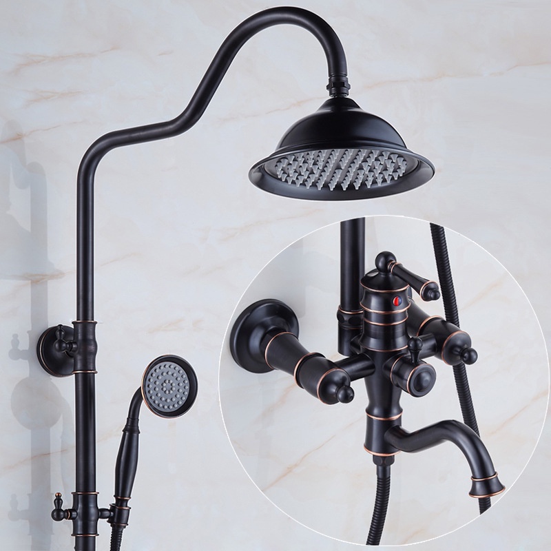 Shower Hitam Shower Kepala Set Rumah Tangga Tembaga Shower Kamar Man Sederhana Kamar Man Shower