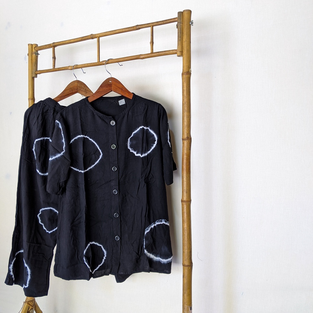 One Set Tie Dye Pajamas Premium Rayon Viscose Original Handmade Short Sleeve