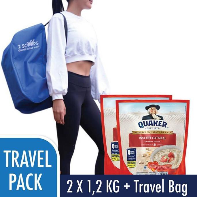 

Promo Paket QUAKER Instant Oatmeal 1200gr x 2 + Travel Bag Quaker