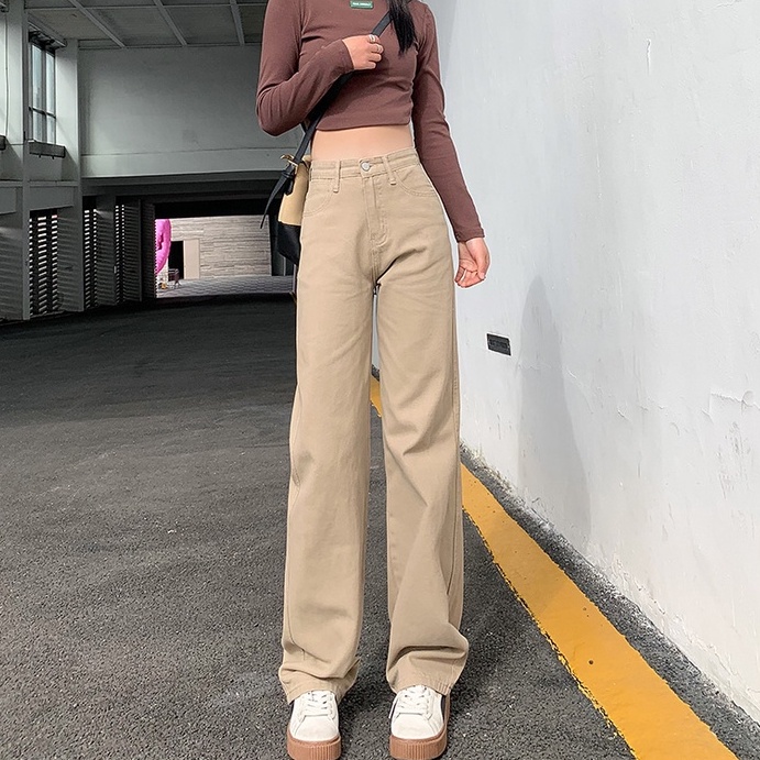 kakak_clother-Korean style straight leg loose khaki jeans