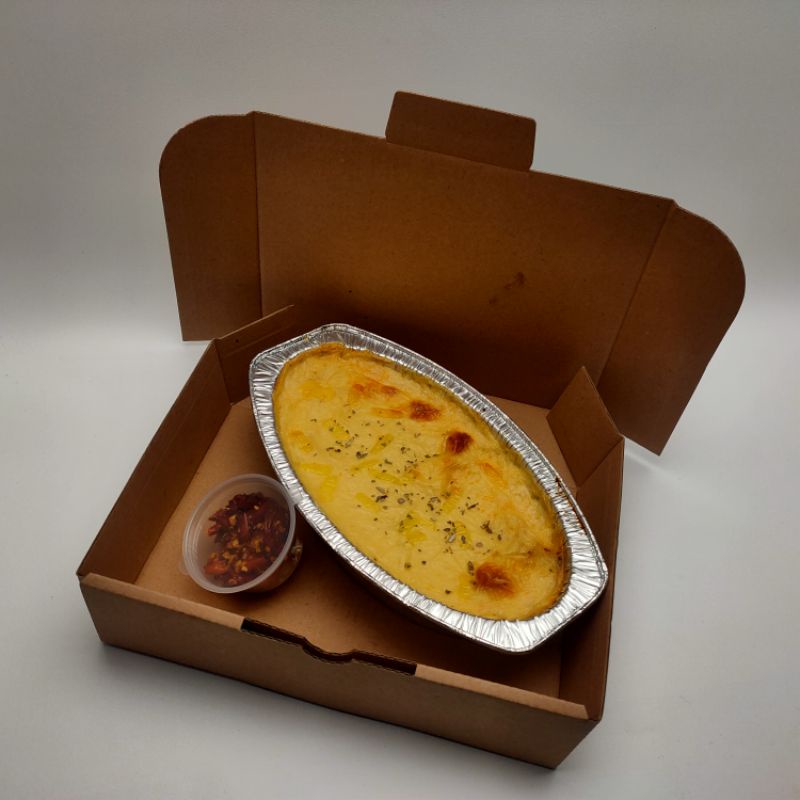 

Spaghetti Brulee (full keju full daging) Cocolan Cabe Kering umami