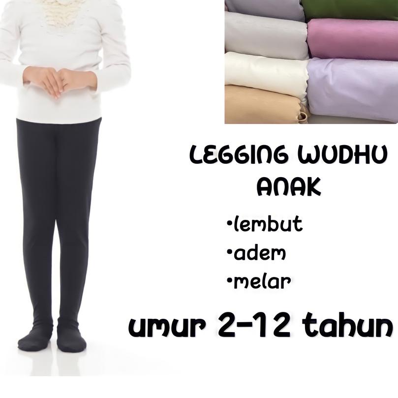 Celana Legging Wudhu Polos Anak Bahan Spandek Rayon Premium