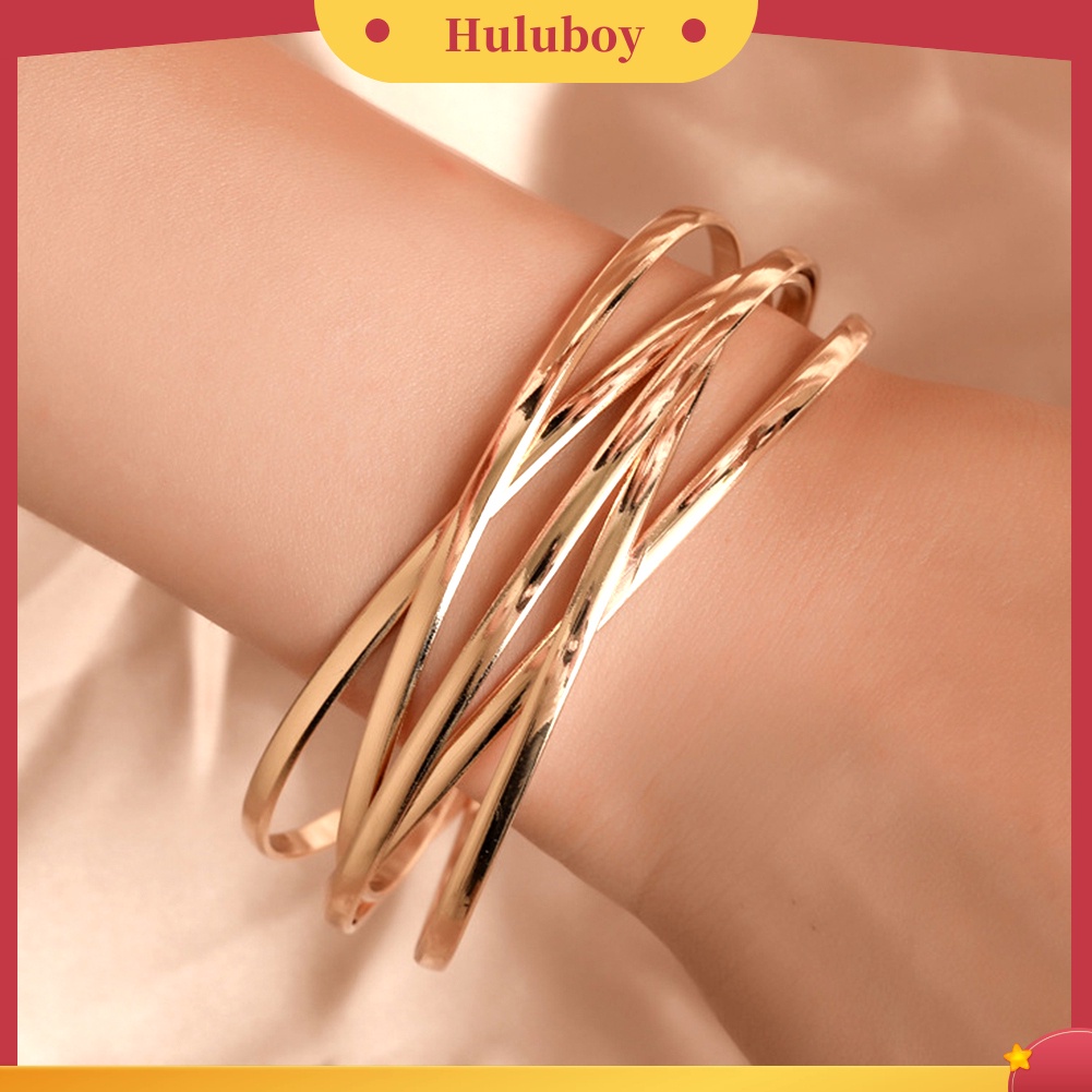 Hu Hu Hu Hu Hu Alat Bantu Pasang Kacamata♡ Gelang Bangle Open Desain Salib Multilayer Untuk Wanita