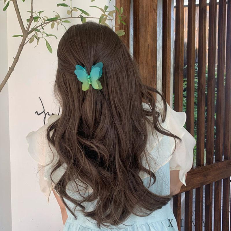 Jepit Rambut Model Butterfly Dua Lapis Warna Gradasi Untuk Wanita