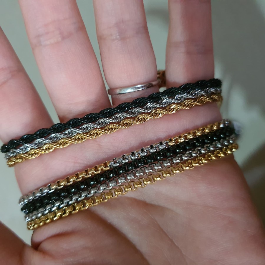 Rantai Stainless Titanium untuk Aksesoris Kalung MCI - Bulat Emas