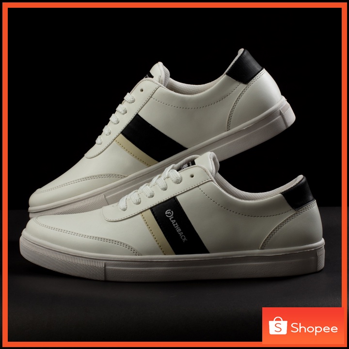 FLAZHBACK WHITE BLACK - Sepatu Sneakers Pria Casual Original - Snekers Pria