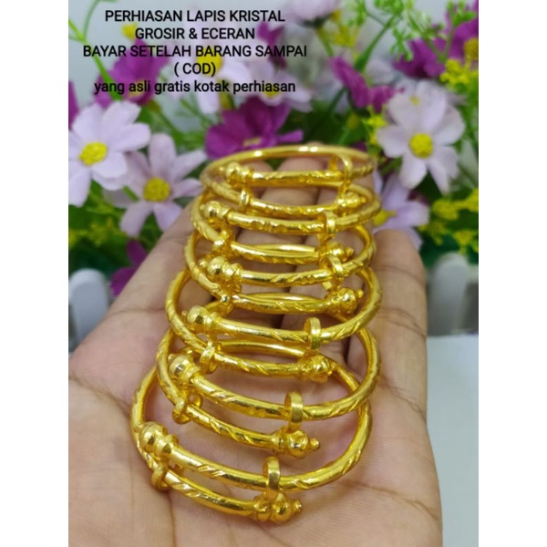 gelang keroncong pintak emas 24.k lapis kristal