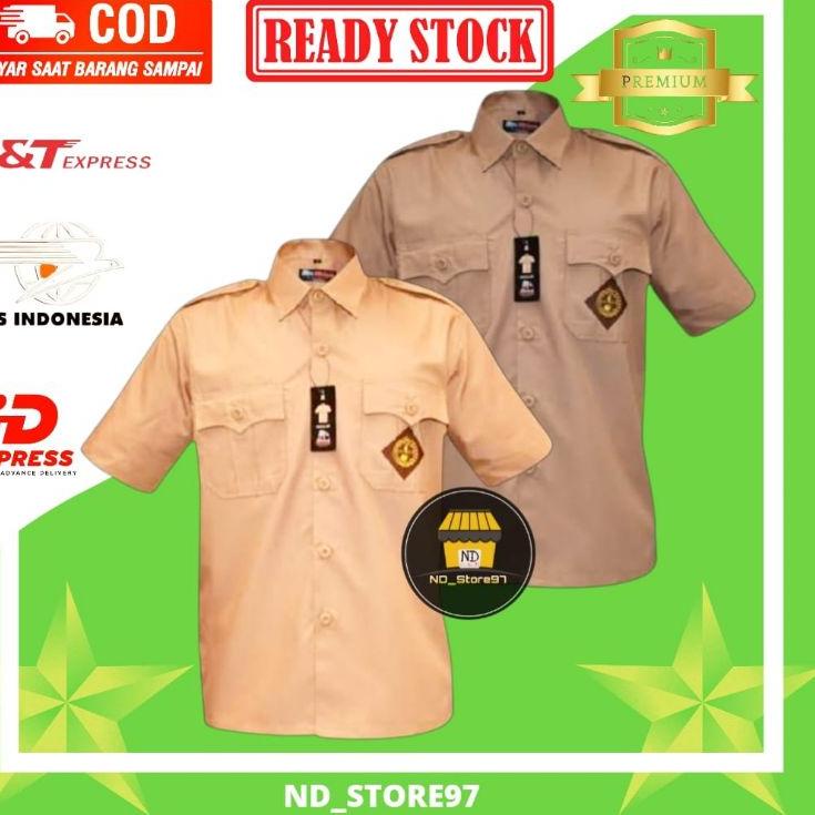 (SALE) Baju Seragam Pramuka Penggalang Saku 2 Atas Lengan Pendek Coklat untuk SD/ SMP/ SMA/ SMK Putr