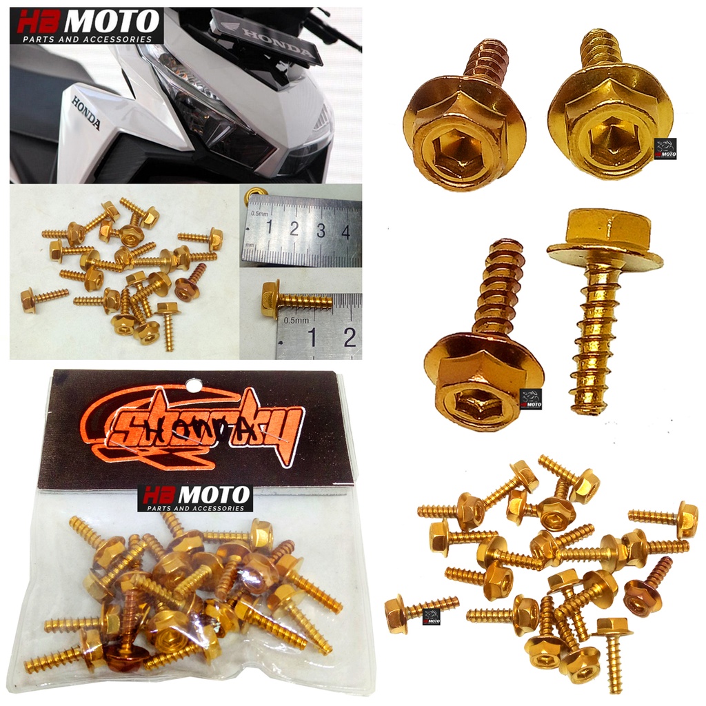 1 Pack isi 20 Pcs Baut Probolt Body 2 kunci L 4 & Kunci 8 Honda/Baut Body Honda Baut Probolt Flower
