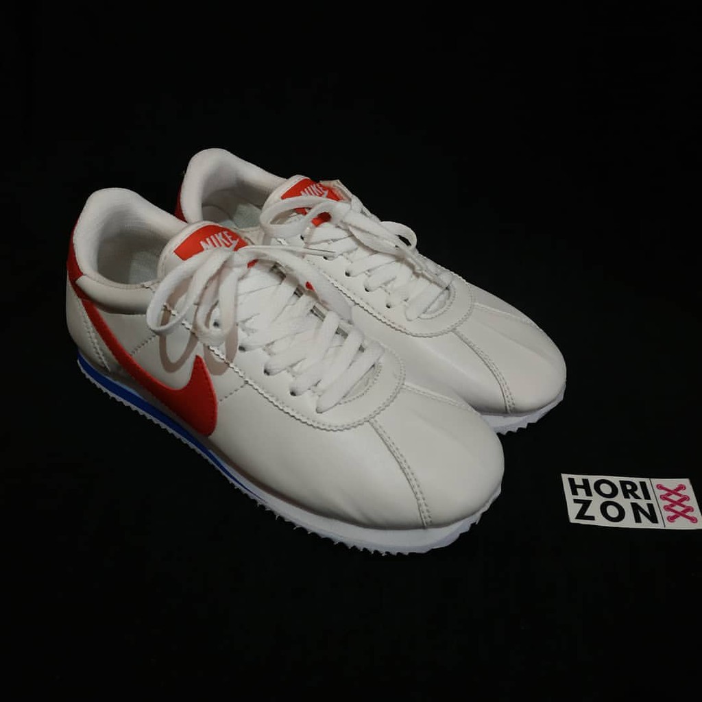 nike cortez white navy red