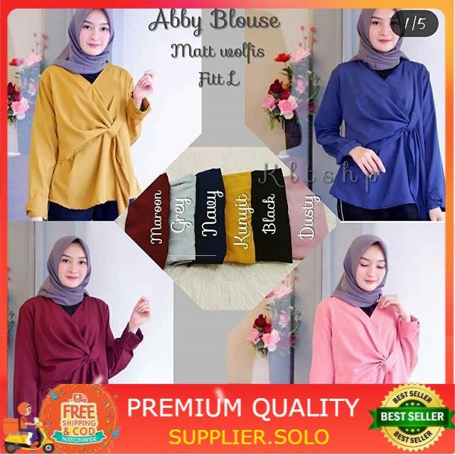 ABBY BLOUSE ATASAN WANITA KEKINIAN SELEBGRAM  / BLOUSE TALI / BLOUSE WOLFIS / BLOUSE WANITA