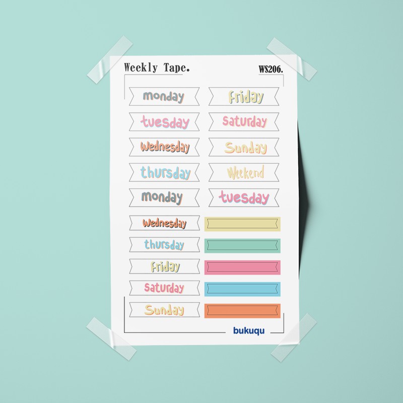 

Stiker Weekly Tape untuk Notebook, Planner by bukuqu