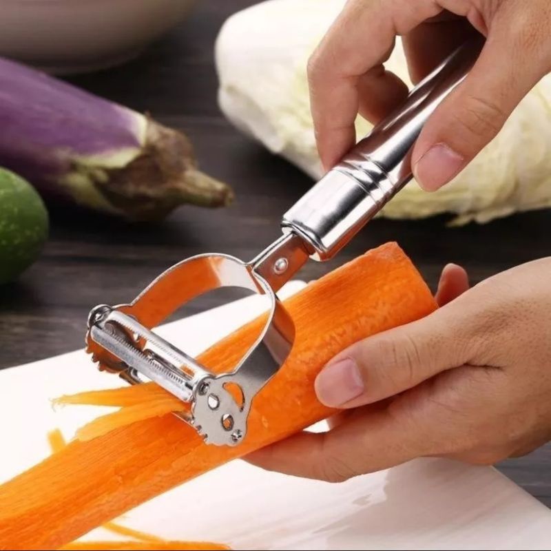 Pisau Kupas Stainless Pisau Buah Anti Karat 2in1 Kupas Buah Parut / Peeler