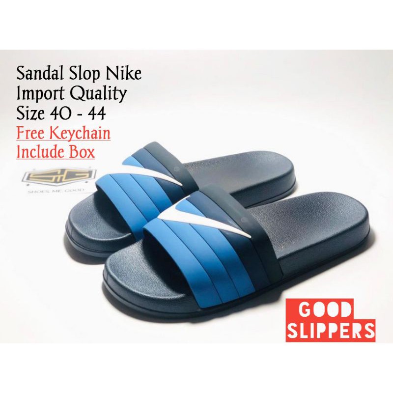 Sandal Import Nike Putih Biru | Sandal Slide Import Full Rubber