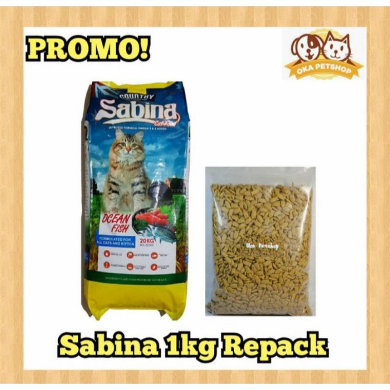 makanan kucing sabina 1kg Repack