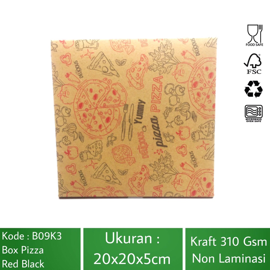 Dus Pizza 20X20 Box Pizza Kotak Pizza (B9K3Z1-20X20X5 Cm)