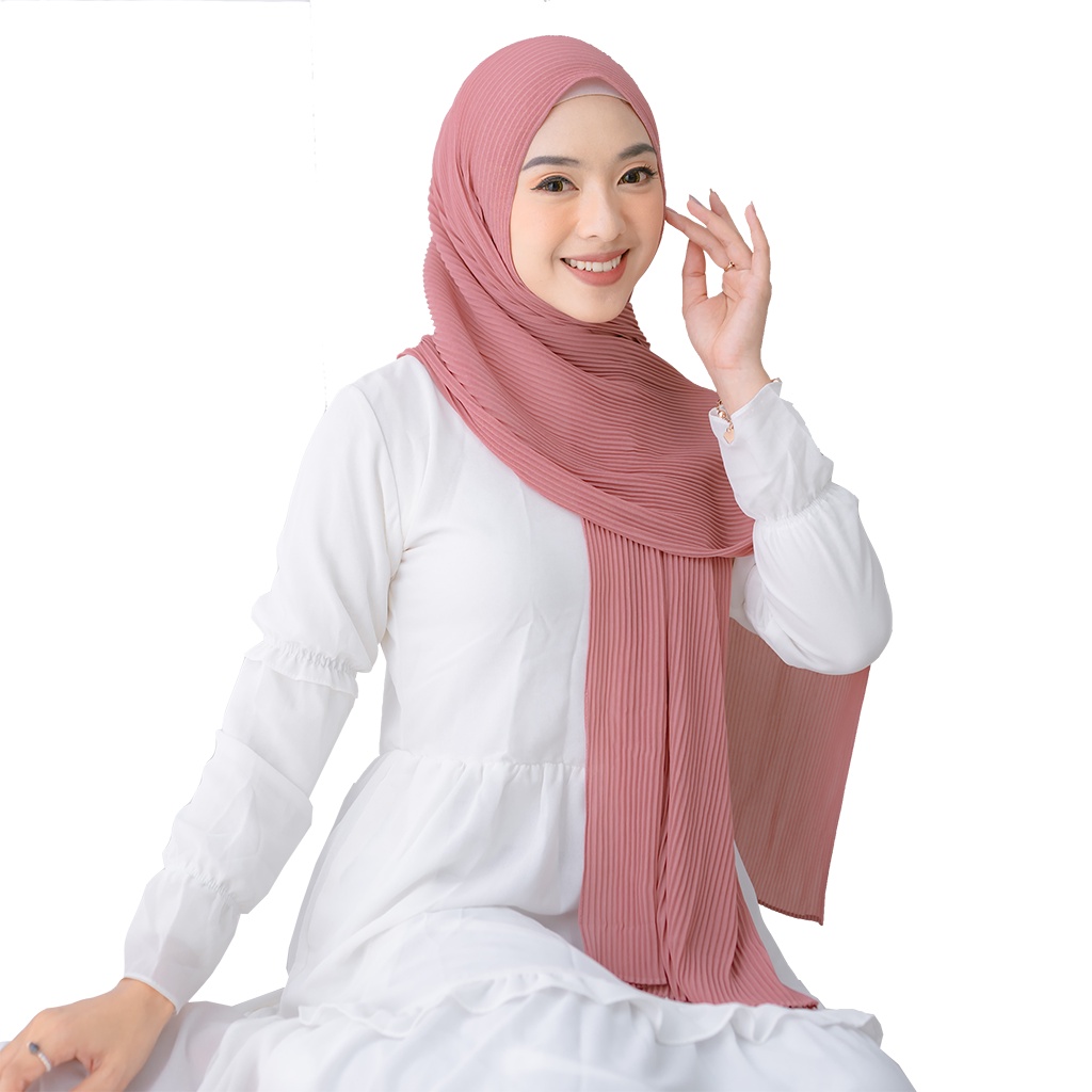 100% Hijab Pashmina Plisket Diamond Full Premium Lidi Jilbab Pasmina Pleated Shawl Diamon Kerudung P