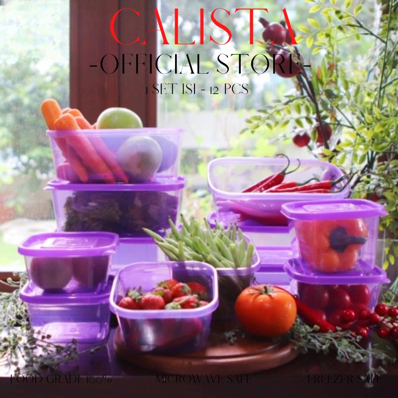 FOOD CONTAINER SET/ FOOD PREPARATION SET/ FOOD STORAGE KULKAS/ TOPLES PLASTIK CALISTA RUMOI PREMIUM SOFT 1 SET ISI 12PCS