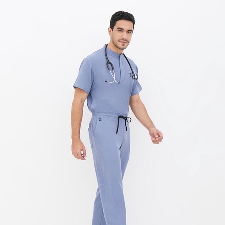 Baju Jaga MANDARIN SS - AIRY BLUE Scrubs Theatre Blues Empirical Lengan Pendek