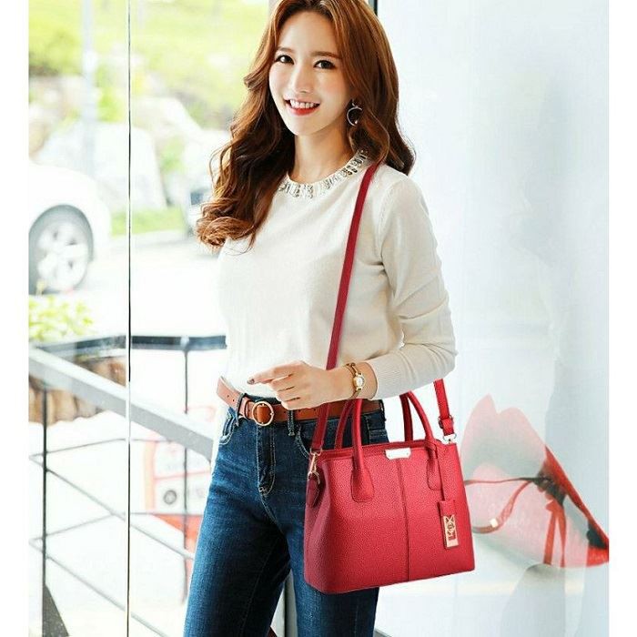 JTF 16191 (RED) RISCE TAS HAND BAG IMPORT WANITA CEWEK PEREMPUAN JAKARTA BATAM