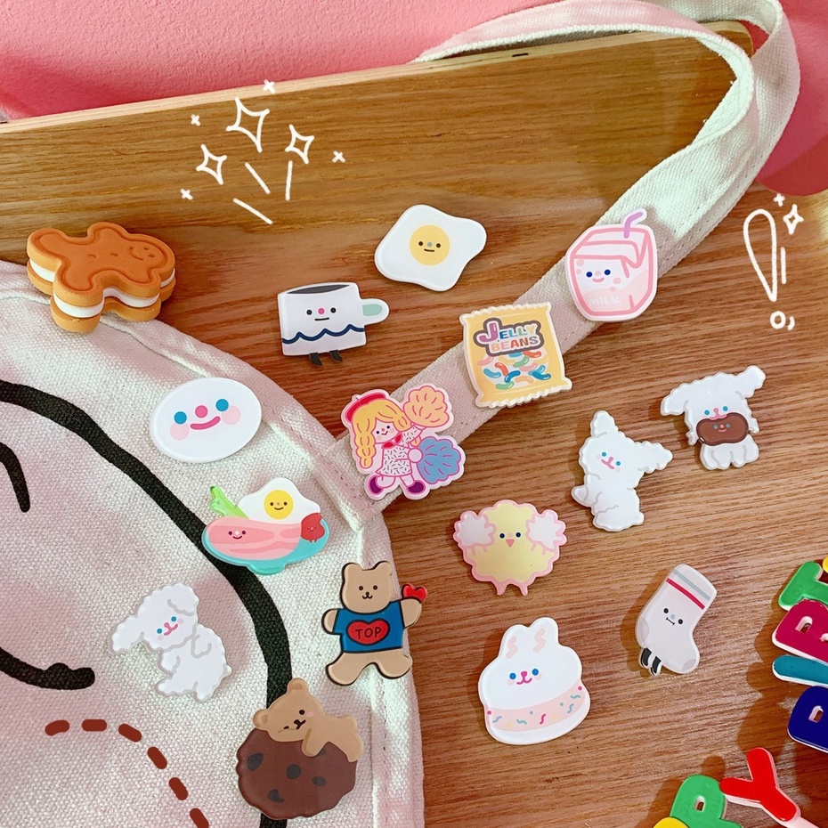 Cute Pin Brooch Bros Akrilik Korea Pin Tas Lucu Kartun Dari Hati Beruang Telur Rebus Yayli Lencana Tas Aksesoris -Doo