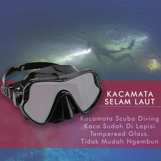TaffSPORT ZACRO Kacamata Selam Laut Dewasa + Penutup Kuping Scuba Diving Snorkeling Kaca + Tempered Glass
