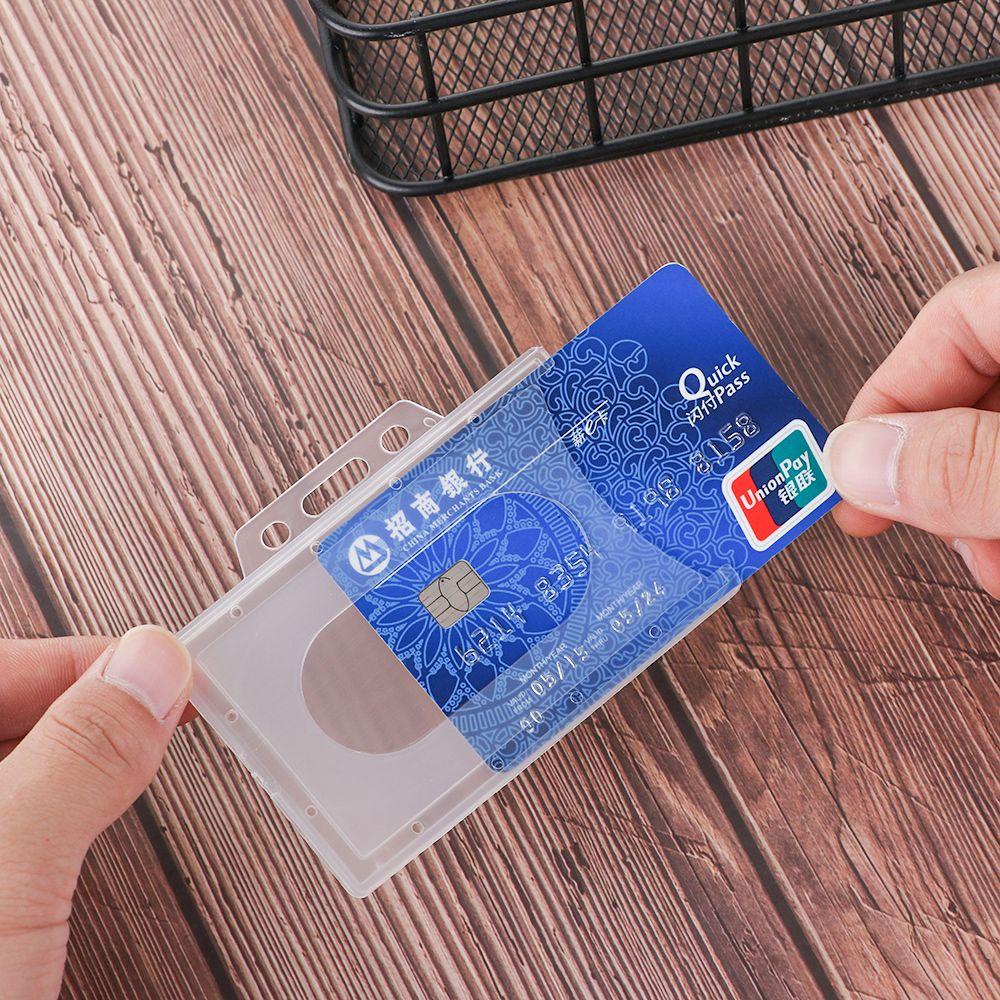 SUYO 1/3pcs Holder Kartu Kerja Plastik Keras Unisex Pelindung Cover Kantor Sekolah Multi Guna Badge Card Sleeve