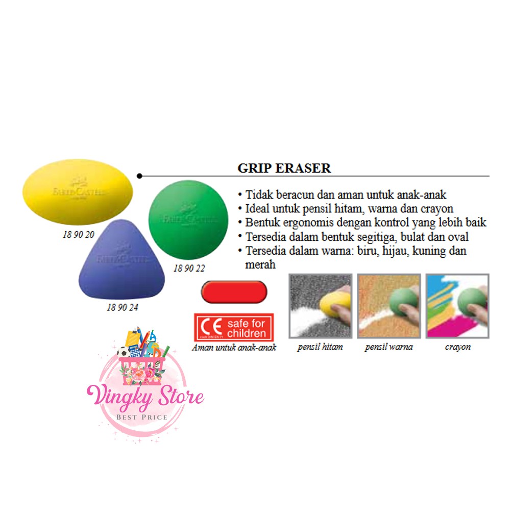 

Grip Eraser Faber Castell / Penghapus Crayon dan Pensil warna