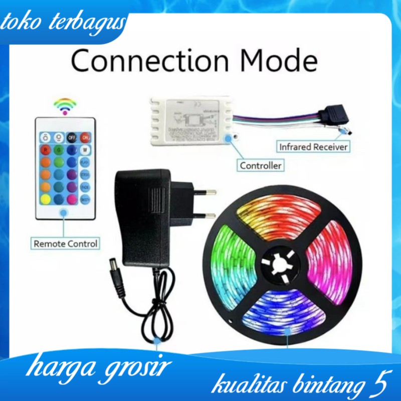 Led strip RGB warna warni 2835 ip44 remote