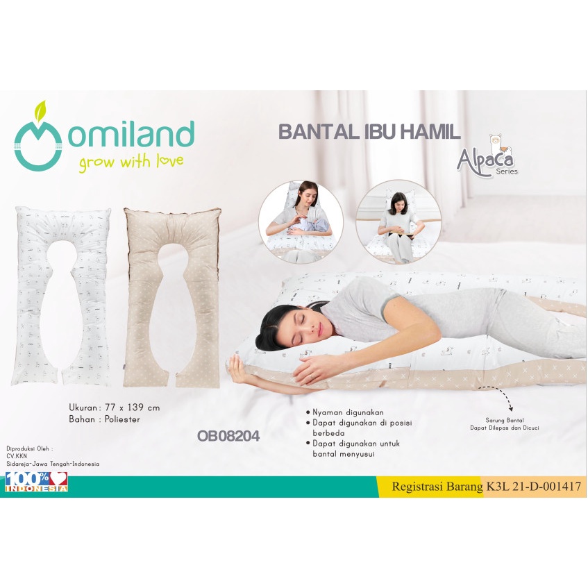 Omiland maternity pillow bantal ibu hamil (sarung bisa dilepas)  Alpaca Series OB08201