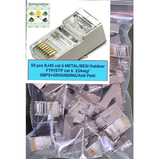 RJ45 cat6 Metal 50 pcs, Rj45 Metal Ftp Cat6 Outdoor Stp RJ45 Cat 6 BESI 50pcs RJ45 Cat6 Besi 50 pcs