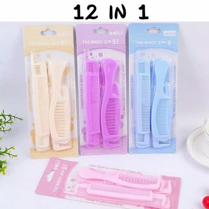 [12 pcs] sisir set 12 in 1 | sisir serbaguna | 6 macam sisir