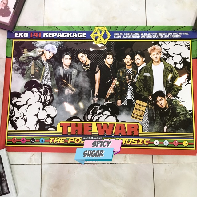 (YEAR END SALE) EXO THE WAR ALBUM REPACKAGE OFFICIAL POSTER EXO KPOP