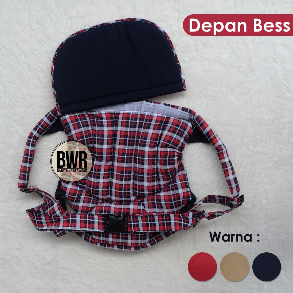 Gendongan Depan BESS TUA | Gendongan Bayi Depan Kanguru Motif Kotak-kotak - Bwr
