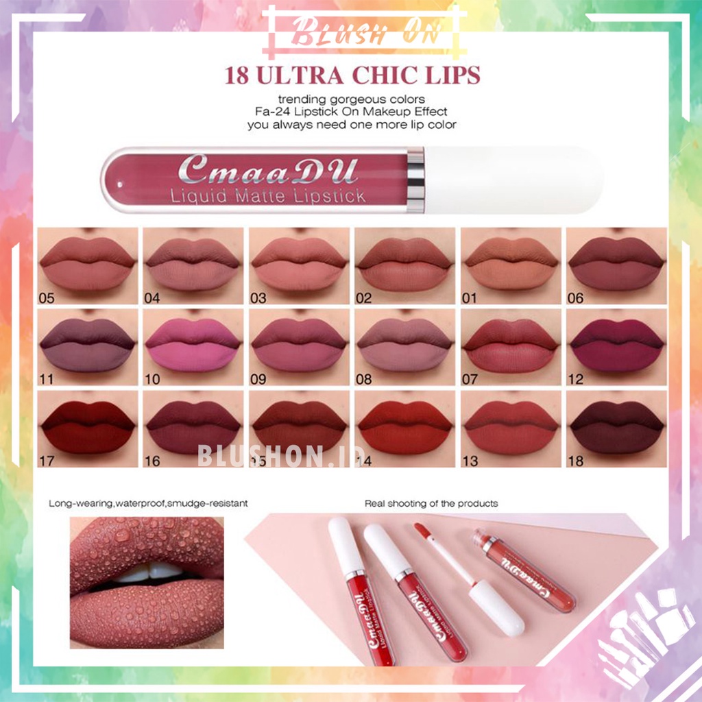Cmaadu Lipstik Liquid Matte Waterproof Long Lasting Lipstick 18 Color CM03