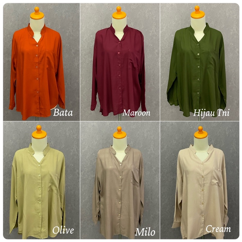 RIKA BLOUSE RAYON KERAH SHANGHAI BLOUSE RAYON PREMIUM KEMEJA RAYON BASIC