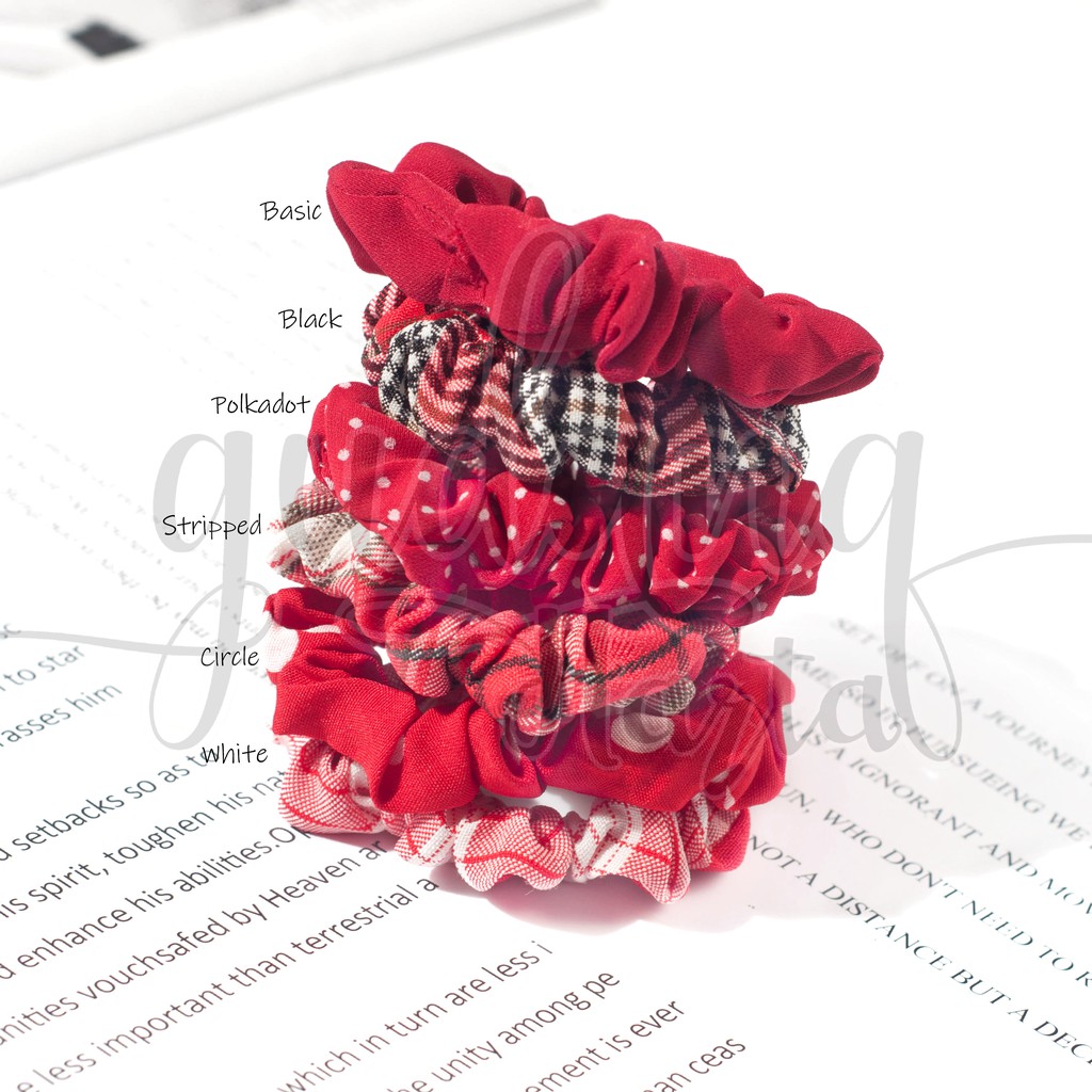 Scrunchie Mini Red Series Ikat Rambut Karet Lucu Imut Unik Kecil Hairband GH 200401