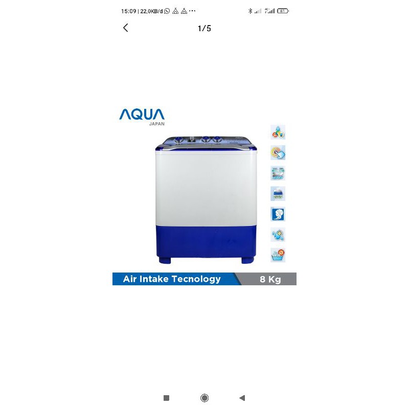 mesin cuci Aqua  8kg 880xt